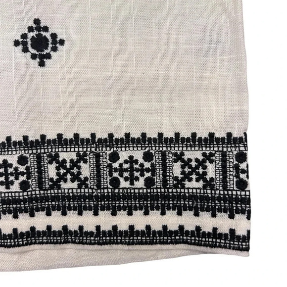 Fore Linen Straight Leg Embroidered Print Pants Resortwear boho tropical summer - Picture 8 of 13